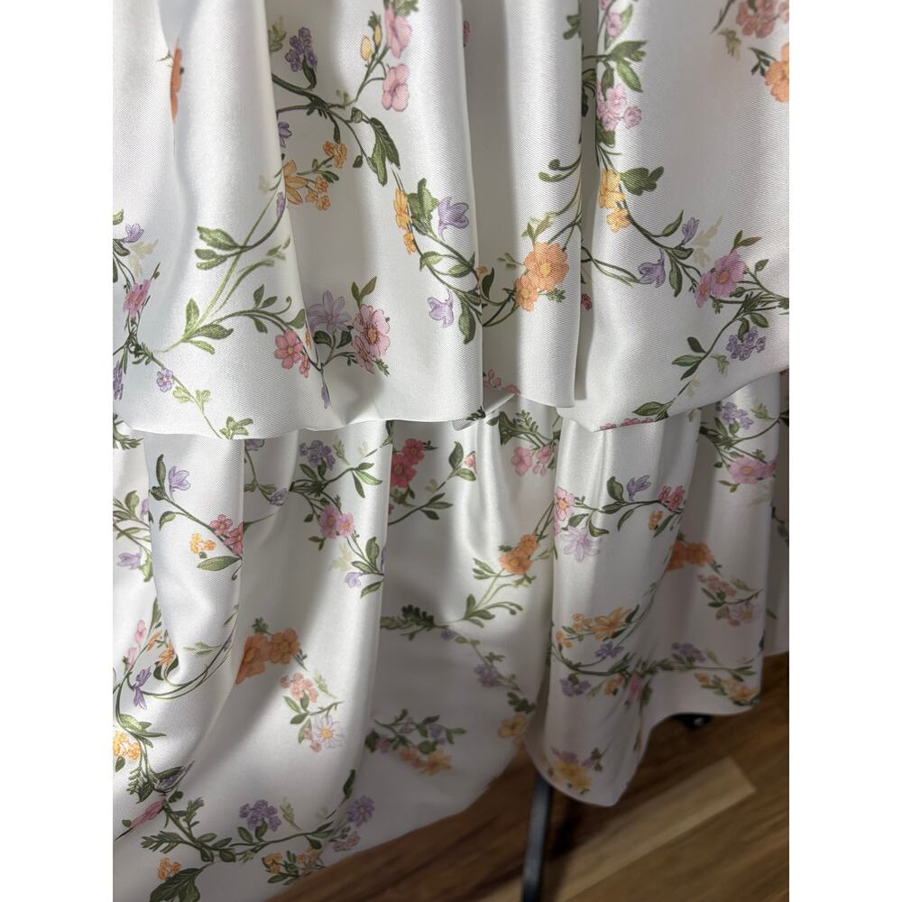 Antonio Melani Floral Satin Fit & Flare Dress Tiered Garden Party 6 Cottagecore - Picture 4 of 6